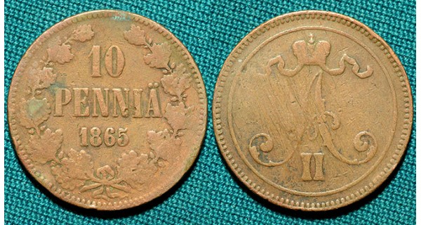 10 пенни 1865 Финляндия