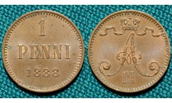 1 пенни 1888 год, Финляндия.