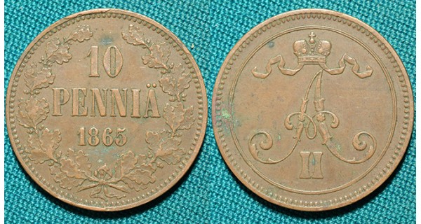 10 пенни 1865 Финляндия